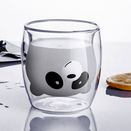 Double Glass Cup Panda Design