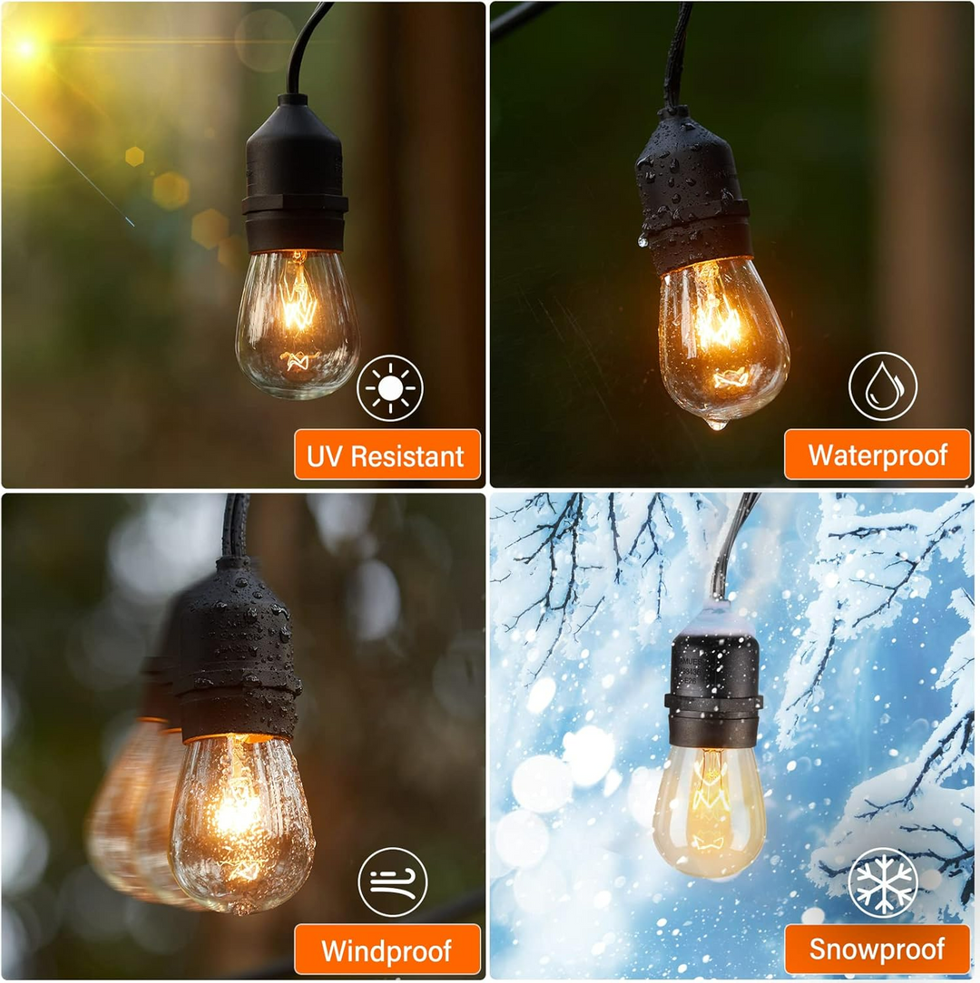 Outdoor String Lights with Bulbs